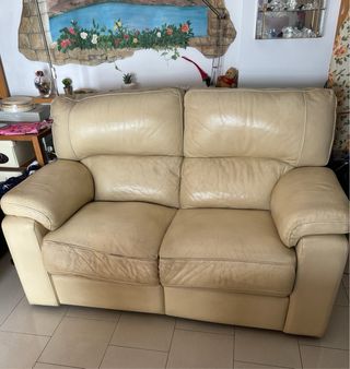 Divano Dondi 2 posti relax in pelle bianco avorio