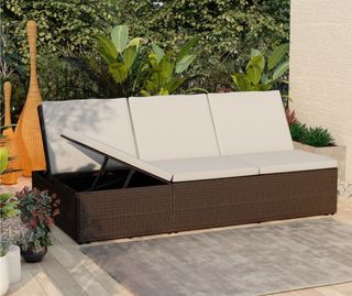 Tumbona convertible, cojín, ratán Vidaxl