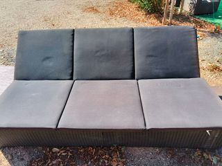Tumbona convertible, cojín, ratán Vidaxl