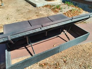 Tumbona convertible, cojín, ratán Vidaxl