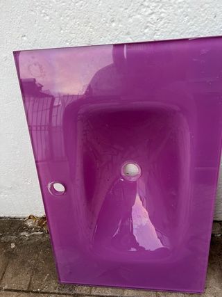 Lavabo y espejo de cristal
