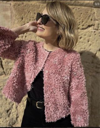 CHAQUETA ESTRUCTURA ABALORIOS JOYA ZARA (L)