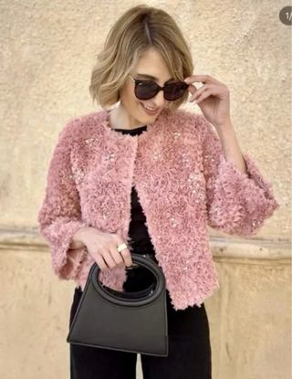 CHAQUETA ESTRUCTURA ABALORIOS JOYA ZARA (L)