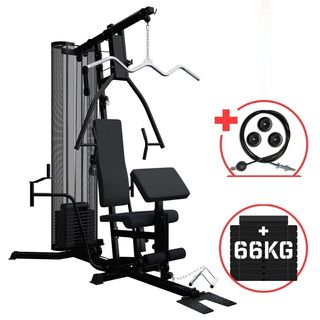 Banco multiestación 66kg pesas nueva