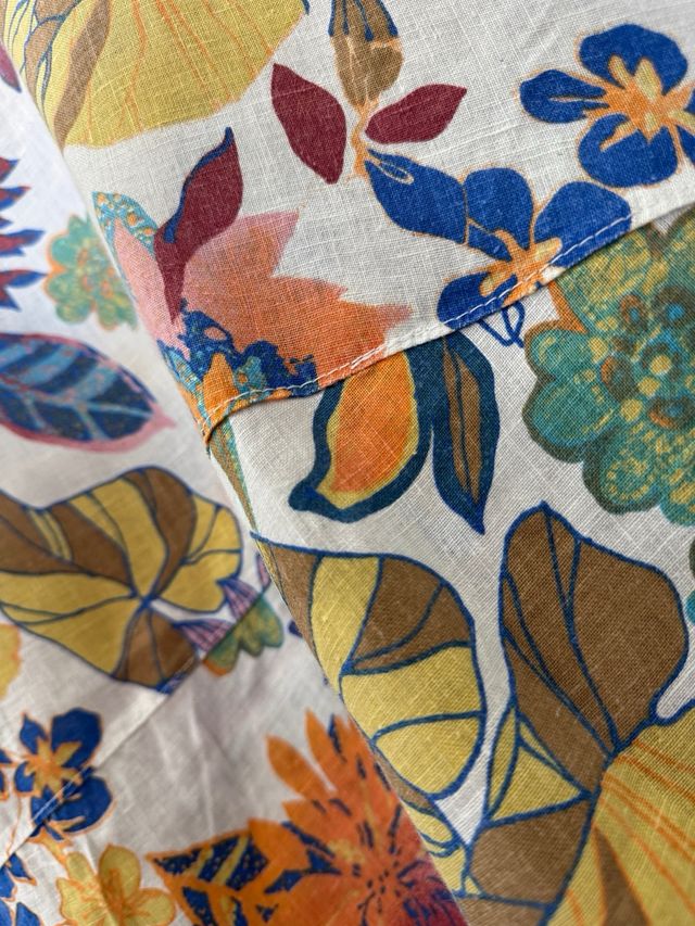 Vestido de lino floreado oversize