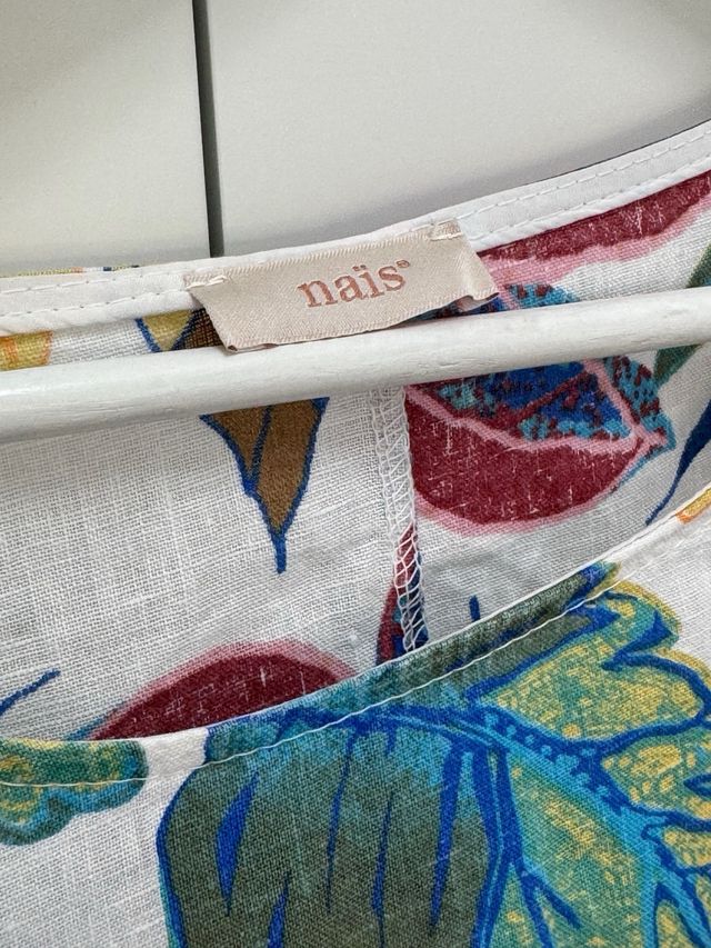 Vestido de lino floreado oversize