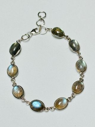 Pulsera de labradorita natural en plata de ley 925