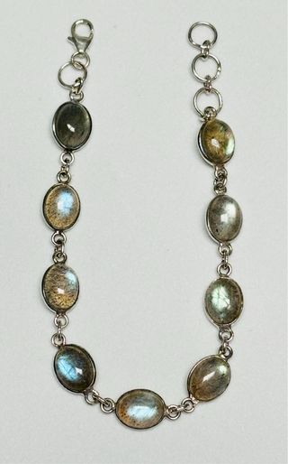 Pulsera de labradorita natural en plata de ley 925