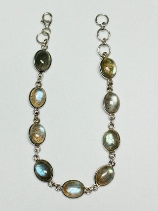 Pulsera de labradorita natural en plata de ley 925