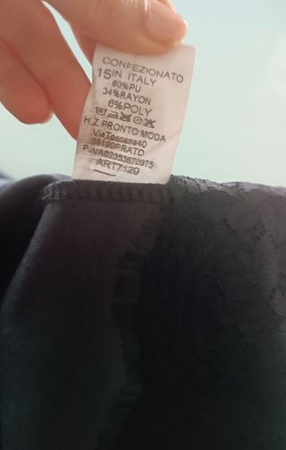 Minigonna fintapelle nera elastica pizzo Tg.S-M