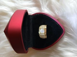 Anillo de Titanio y Moissanicas Brillantes