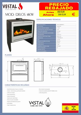 Estufa de leña Delos 13kW