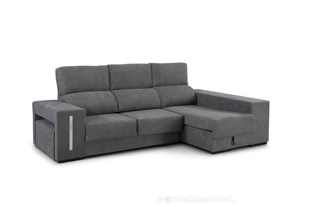 OFETRA Sofá nuevo con chaise longue, arcón y puff