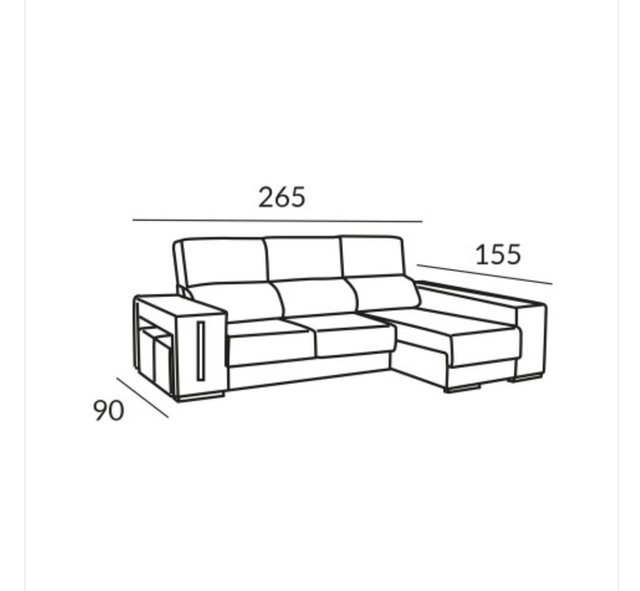 OFETRA Sofá nuevo con chaise longue, arcón y puff