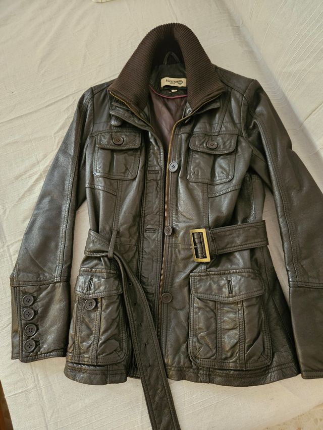 Chaqueta piel vintage marrón
