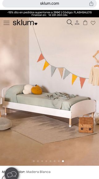 Cama infantil madera blanca Sklum