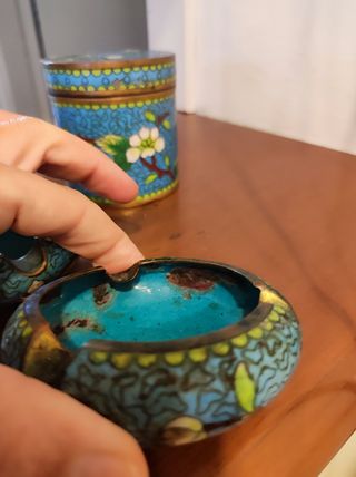 Set cinese ottone laccato XX secolo