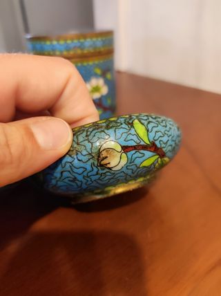 Set cinese ottone laccato XX secolo