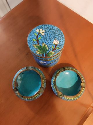 Set cinese ottone laccato XX secolo