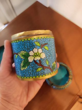 Set cinese ottone laccato XX secolo