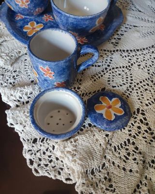 Set da colazione in ceramica dipinta