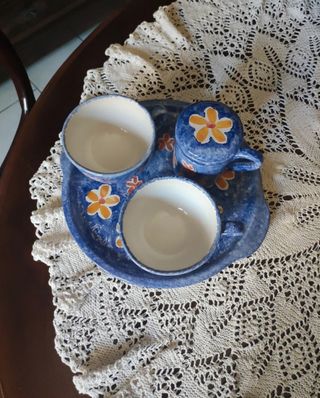 Set da colazione in ceramica dipinta
