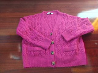 Chaqueta de punto fucsia Zara talla S