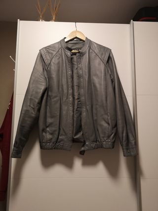 Cazadora piel color gris