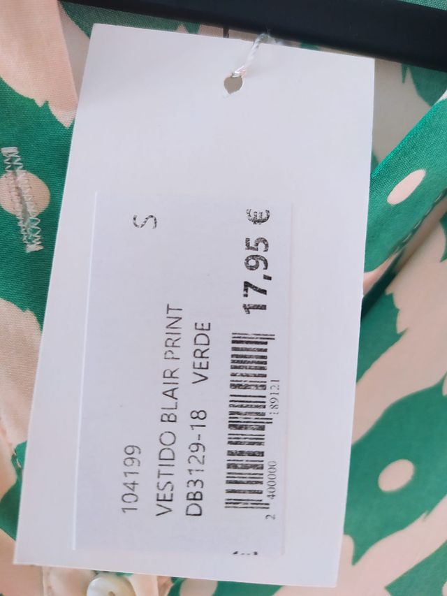 Vestido corto  verde y blanco talla S camisero