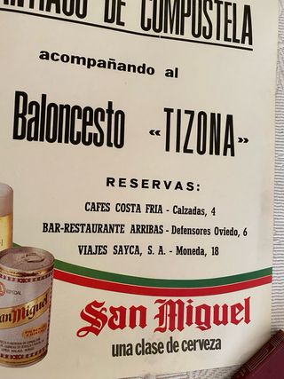 CARTEL BALONCESTO TIZONA BURGOS CERVEZA SAN MIGUEL