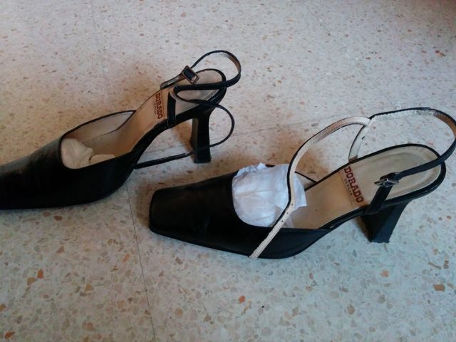 Zapato negro de tacón núm. 37 elegante Dorado