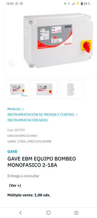 Panel Equipo de Bombeo Monofasico de presion
