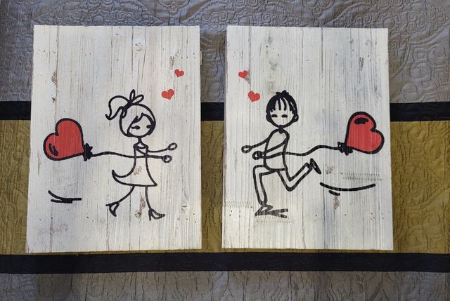 Pareja de cuadros en madera