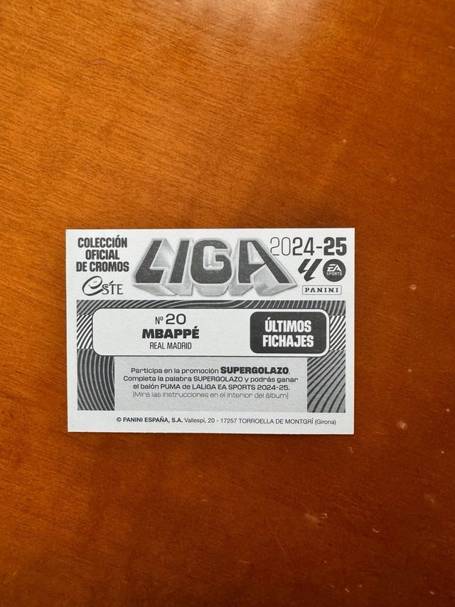 Cromo Mbappe Ultimo firma La Liga Este