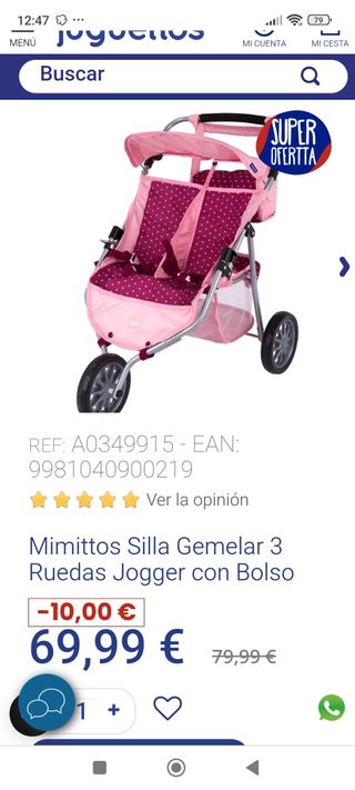 Carrito gemelar de juguete