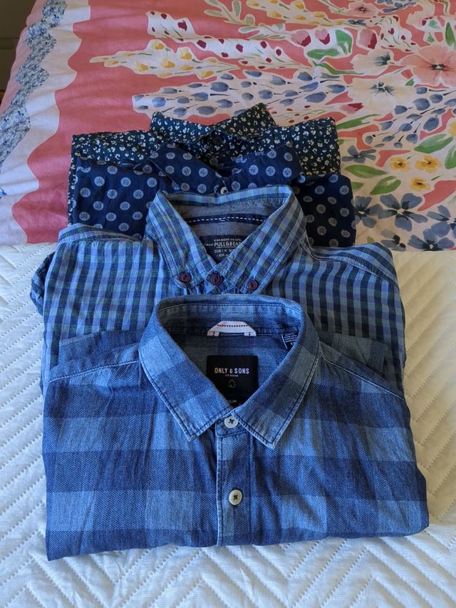 Pack de 4 camisas caballero/ tonos azules 