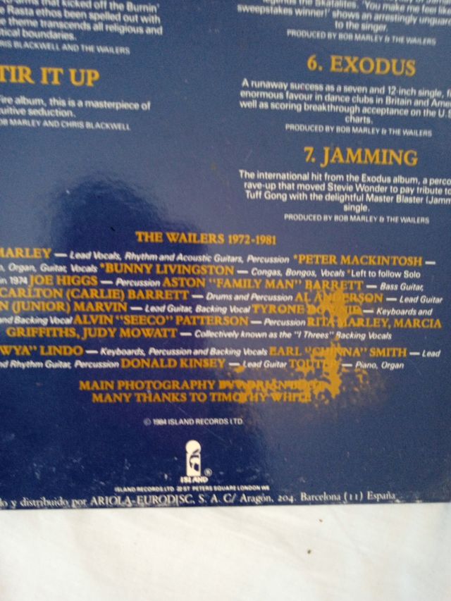 Vinilo Bob Marley 1984