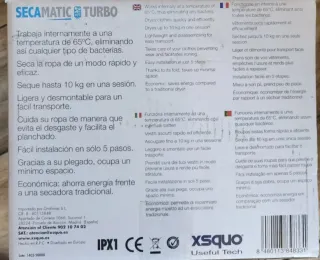 Secadora de ropa eléctrica XSQUO.