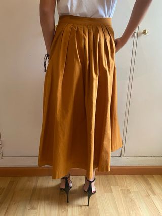 Falda capa color camel midi hm