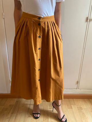 Falda capa color camel midi hm