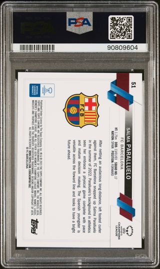⚽ Cromo SALMA PARALLUELO #51 👉 PSA 10