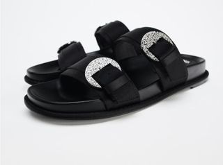 Sandalia plana negra zara t.35