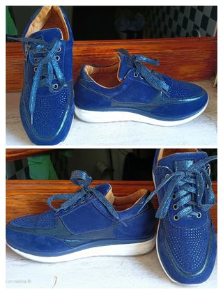 Sneakers da donna blu con cerniera
