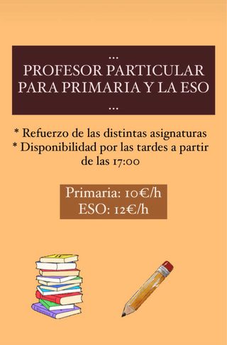 Clases particulares Primaria y ESO a domicilio