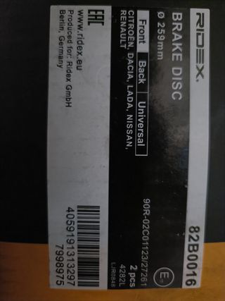Discos freno y pastillas y varios