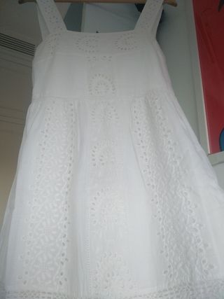 Vestido Bordado Lino blanco