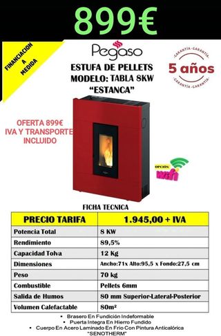 Oferta ESTUFAS, INSERTABLES, HIDROESTUFA