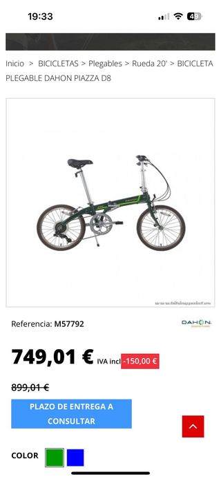 Bicicleta plegable dahon 