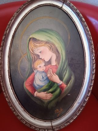 Antiguo Oleo sobre tabla religioso