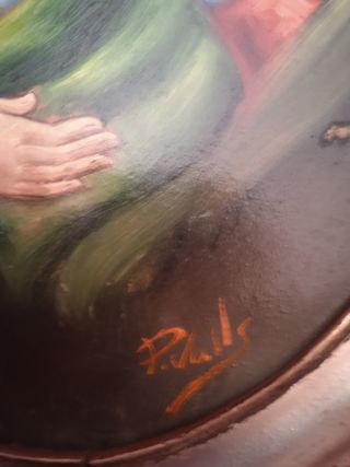 Antiguo Oleo sobre tabla religioso